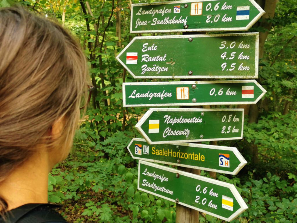 Wandern in und um Jena. Vom Landgrafen aus führen viele Wege in die unterschiedlichsten Richtungen.